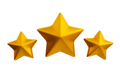 Obraz premium 3d minimal service rating. customer rating concept. customer feedback. 3 gold stars. 3d illustration.