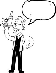 freehand drawn speech bubble cartoon waiter