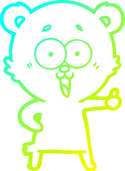cold gradient line drawing of a laughing teddy  bear cartoon