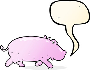 cartoon hippopotamus with speech bubble
