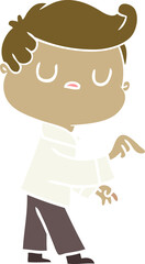 flat color style cartoon aloof man pointing finger