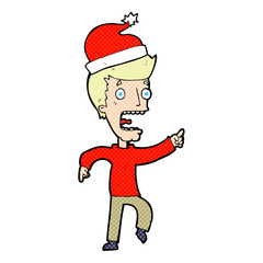 cartoon man getting ready for christmas