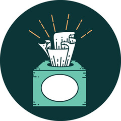icon of a tattoo style box of tissues