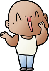 happy cartoon bald man