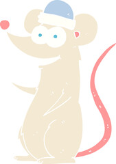 flat color illustration of happy mouse