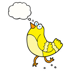 freehand drawn thought bubble cartoon bird