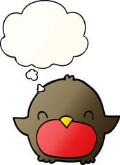 cartoon penguin with thought bubble in smooth gradient style