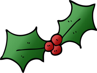 cartoon doodle xmas holly