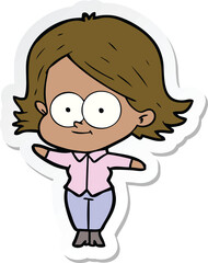 sticker of a happy cartoon girl