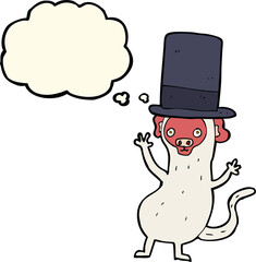 cartoon monkey in top hat with thought bubble