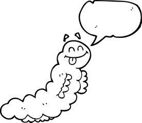 freehand drawn speech bubble cartoon caterpillar