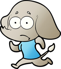 cartoon unsure elephant running away
