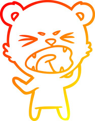 Fototapeta premium warm gradient line drawing of a angry cartoon bear shouting