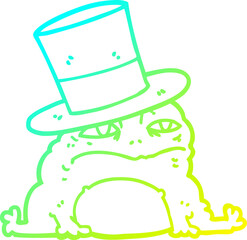 cold gradient line drawing of a cartoon rich toad