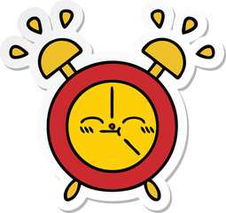 sticker of a cute cartoon alarm clock