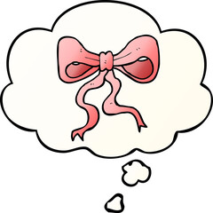 cartoon bow with thought bubble in smooth gradient style