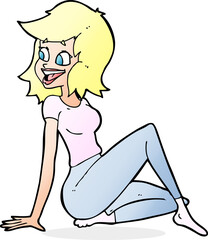 cartoon pretty woman looking happy
