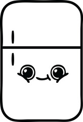 line drawing cartoon of a fridge freezer