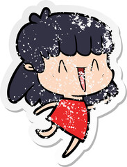 distressed sticker of a cartoon woman
