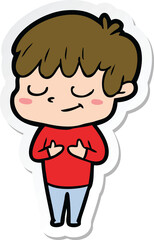 sticker of a cartoon happy boy