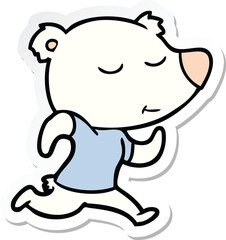 sticker of a happy cartoon polar bear