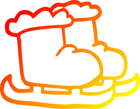 recommend clip art: warm gradient line drawing of a cartoon ice skating boots