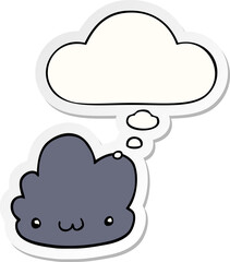 cute cartoon cloud with thought bubble as a printed sticker