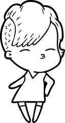 Obraz premium cartoon squinting girl in dress