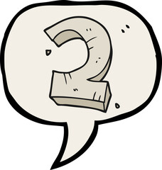 freehand drawn speech bubble cartoon stone number two