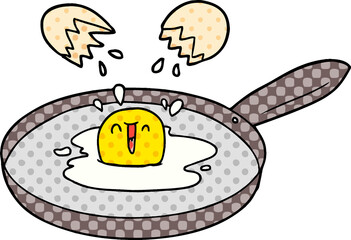 cartoon egg frying