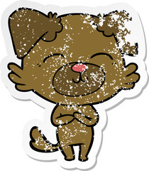 distressed sticker of a cartoon dog