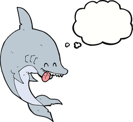 funny cartoon shark with thought bubble