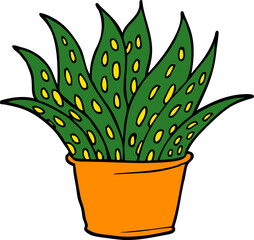 cartoon doodle house plant