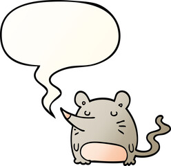 cartoon mouse with speech bubble in smooth gradient style