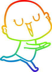 rainbow gradient line drawing of a happy cartoon bald man