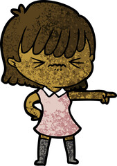 annoyed cartoon girl blaming