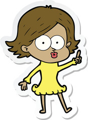 sticker of a cartoon girl pouting