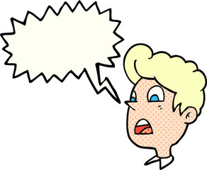 freehand drawn comic book speech bubble cartoon shocked man