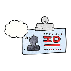 freehand drawn thought bubble textured cartoon ID badge