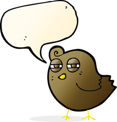 funny cartoon bird with speech bubble