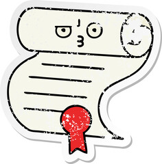 distressed sticker of a cute cartoon contract