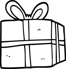 line drawing cartoon wrapped present