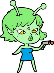 pretty cartoon alien girl