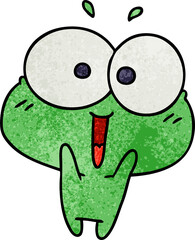 textured cartoon illustration kawaii excited cute frog