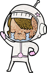 cartoon crying astronaut girl