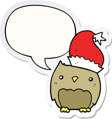 cute christmas owl with speech bubble sticker