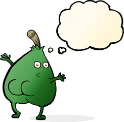a nice pear cartoon with thought bubble