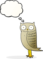 freehand drawn thought bubble cartoon owl