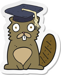 sticker of a cartoon beaver graduate