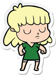 Obraz premium sticker of a cartoon indifferent woman